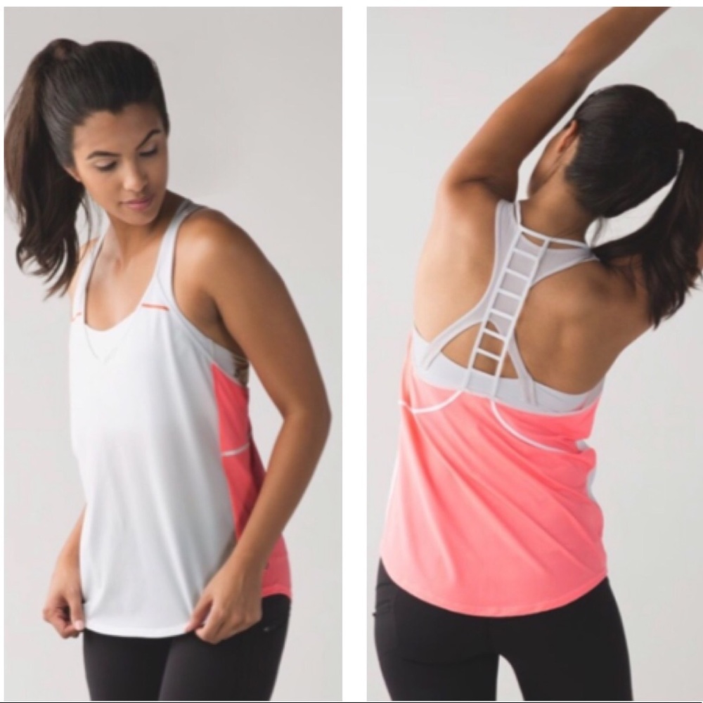Lululemon Breezy Singlet White / Grapefruit